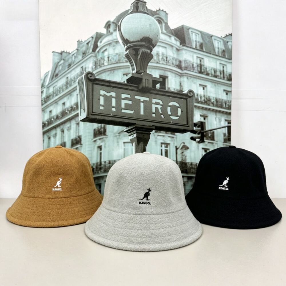 3Pcs Kangol Dome Bucket Hat, Unisex Hyuna Style Cap, Black/ Brown/White
